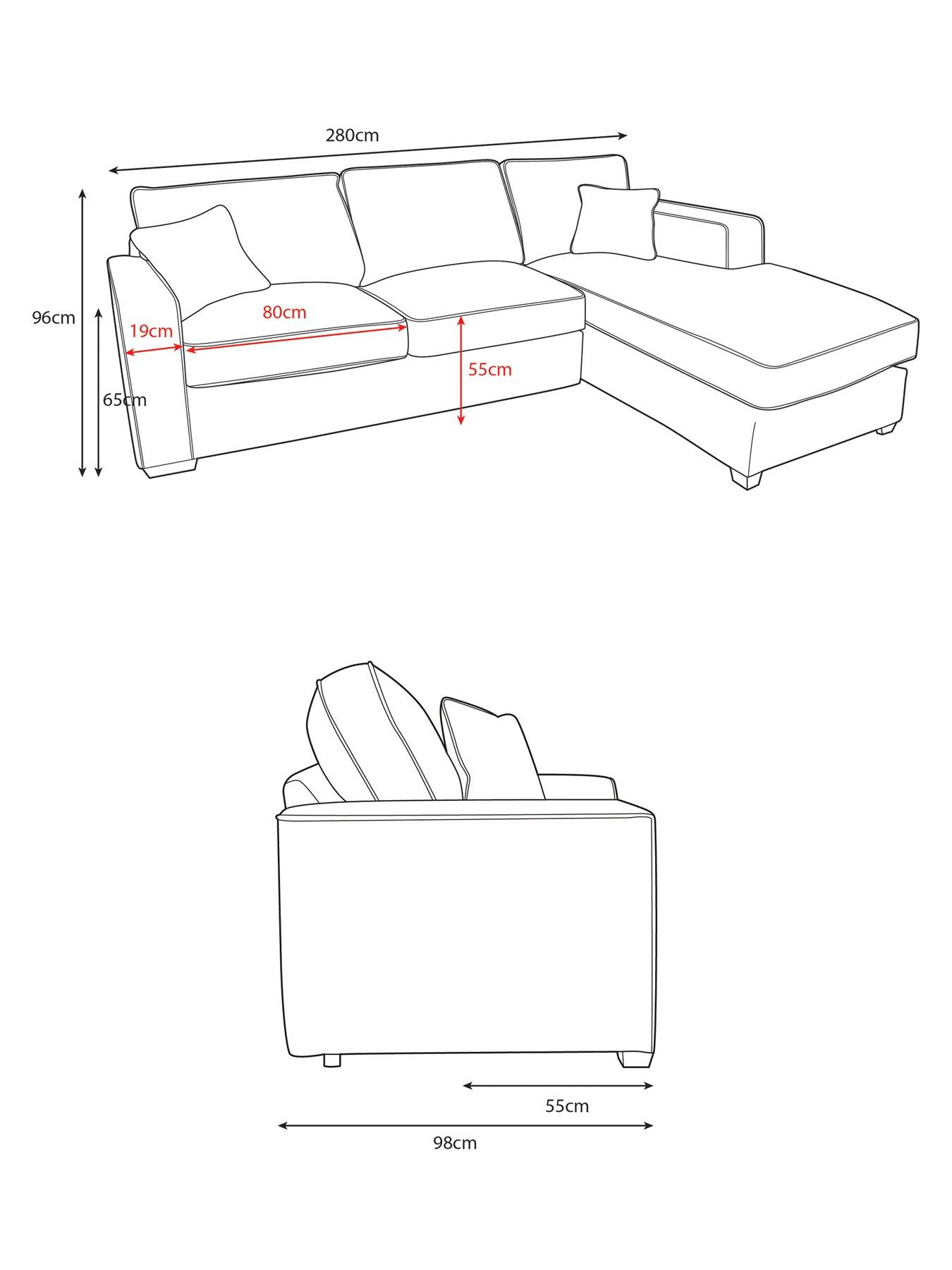 Image 7 of 7 of Very Home Monaco Right Hand 3 Seater Fabric Chaise Sofa&nbsp;- Made to Order in the UK