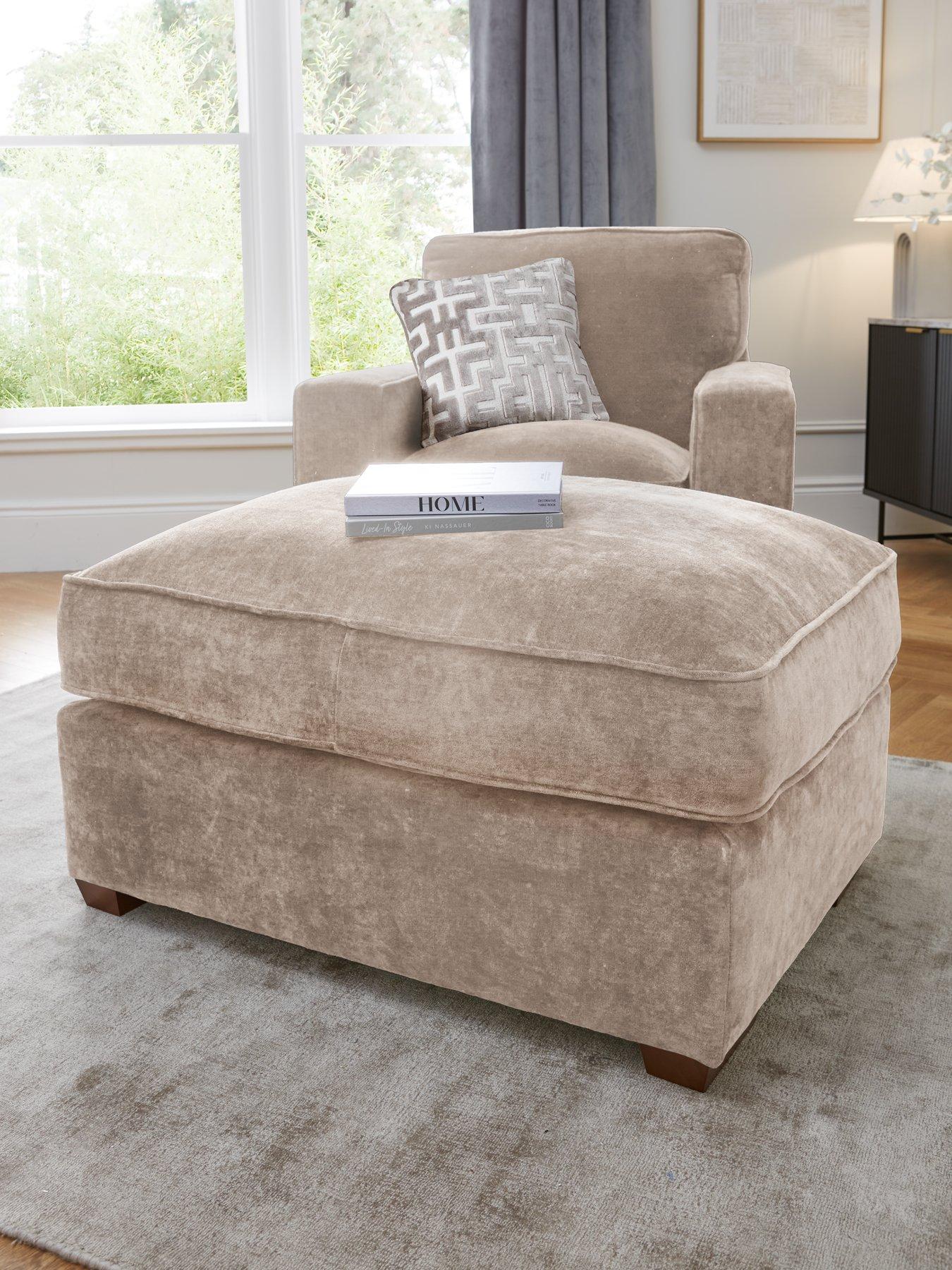 undefined Monaco Large Fabric Footstool - Made to Order in the UK