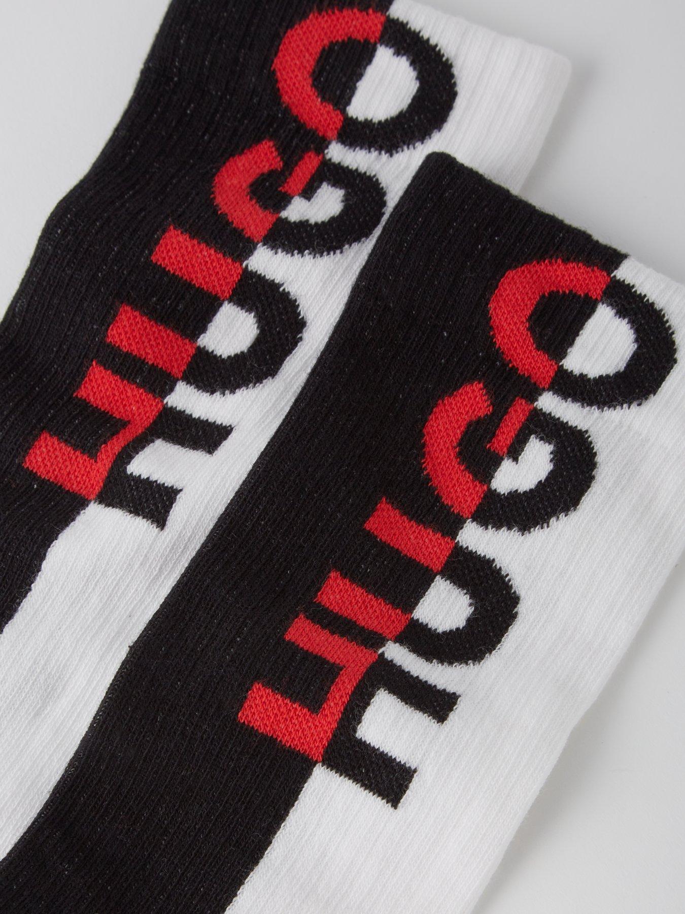  image of hugo-3-pack-colourblock-crew-socks-blackwhite