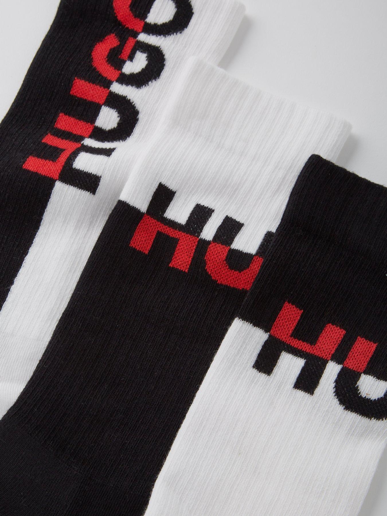  image of hugo-3-pack-colourblock-crew-socks-blackwhite