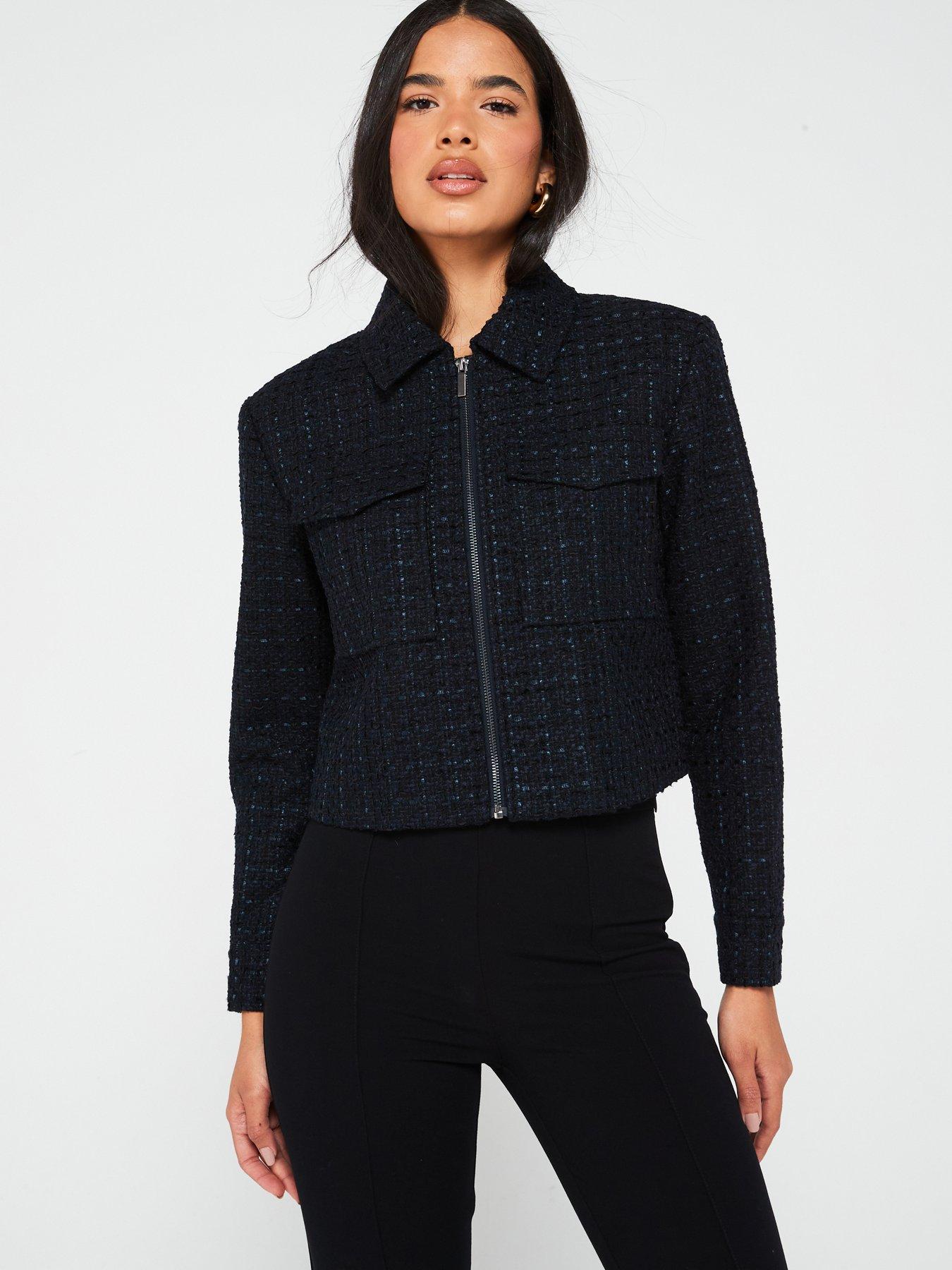undefined Boucle Shirt Jacket - Navy
