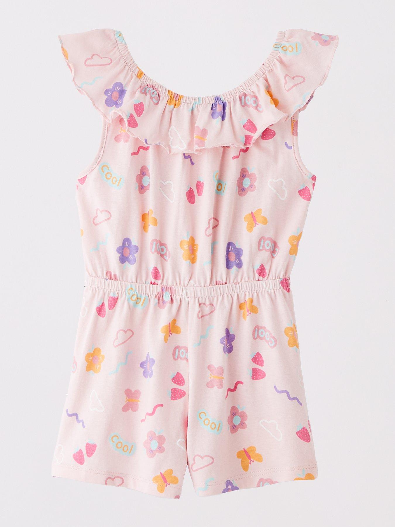 back image of everyday-girls-2-pack-butterfly-and-floral-printed-playsuits