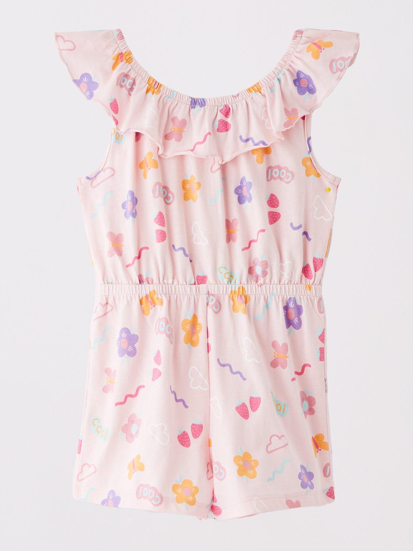  image of everyday-girls-2-pack-butterfly-and-floral-printed-playsuits