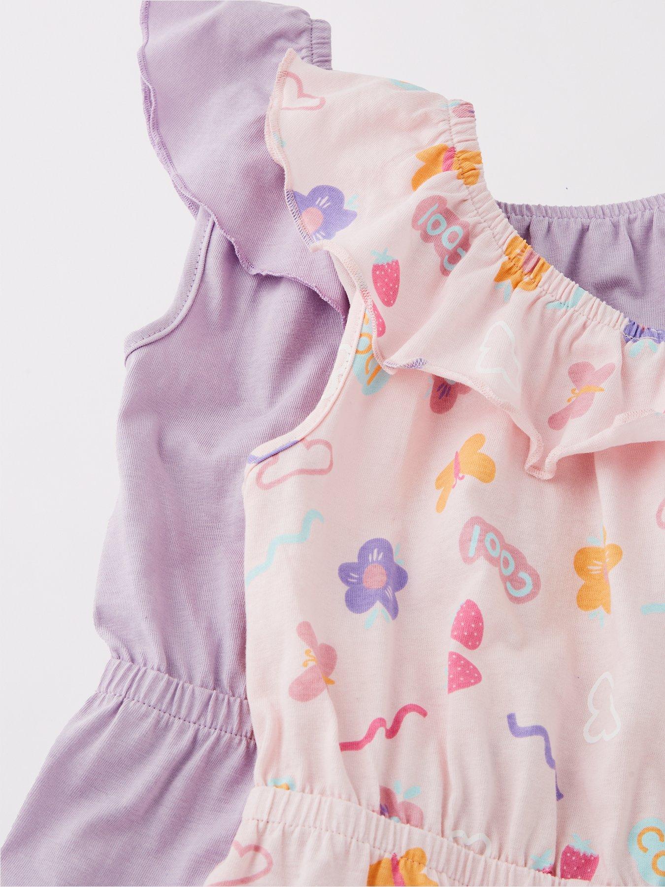  image of everyday-girls-2-pack-butterfly-and-floral-printed-playsuits