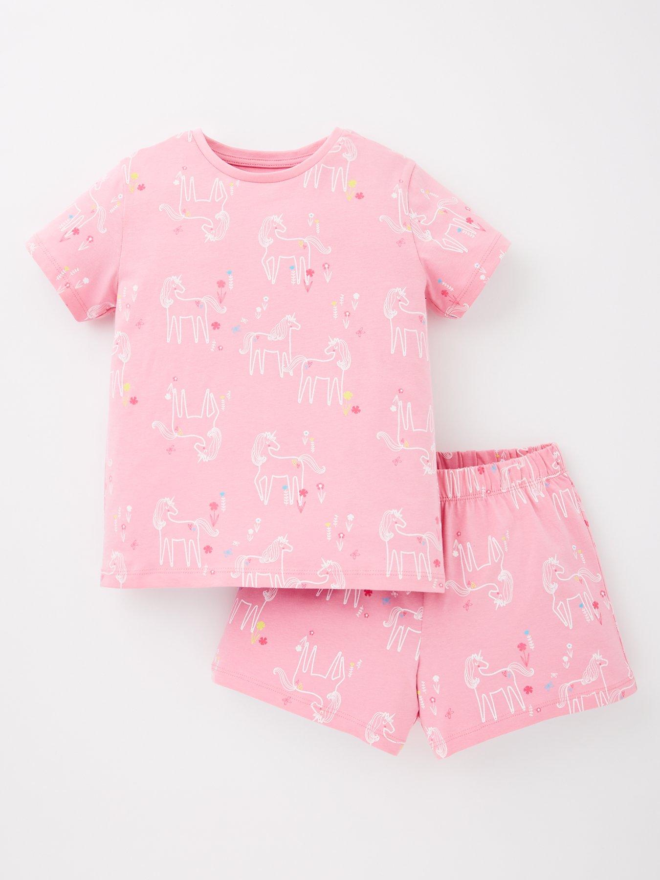 front image of everyday-girls-unicorn-short-pyjama-set-multi