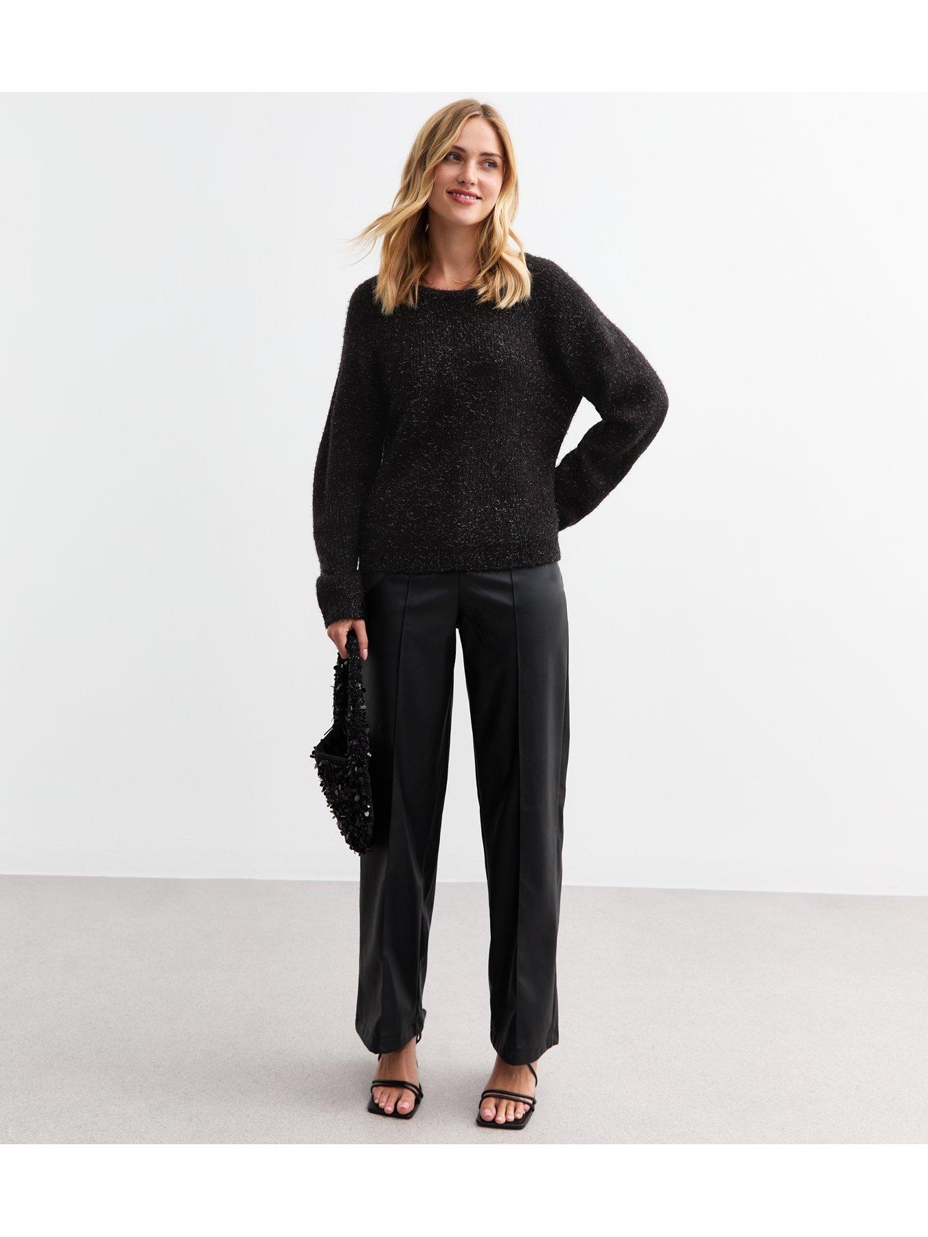 Image 3 of 5 of New Look Sparkle Bow Back Jumper - Black