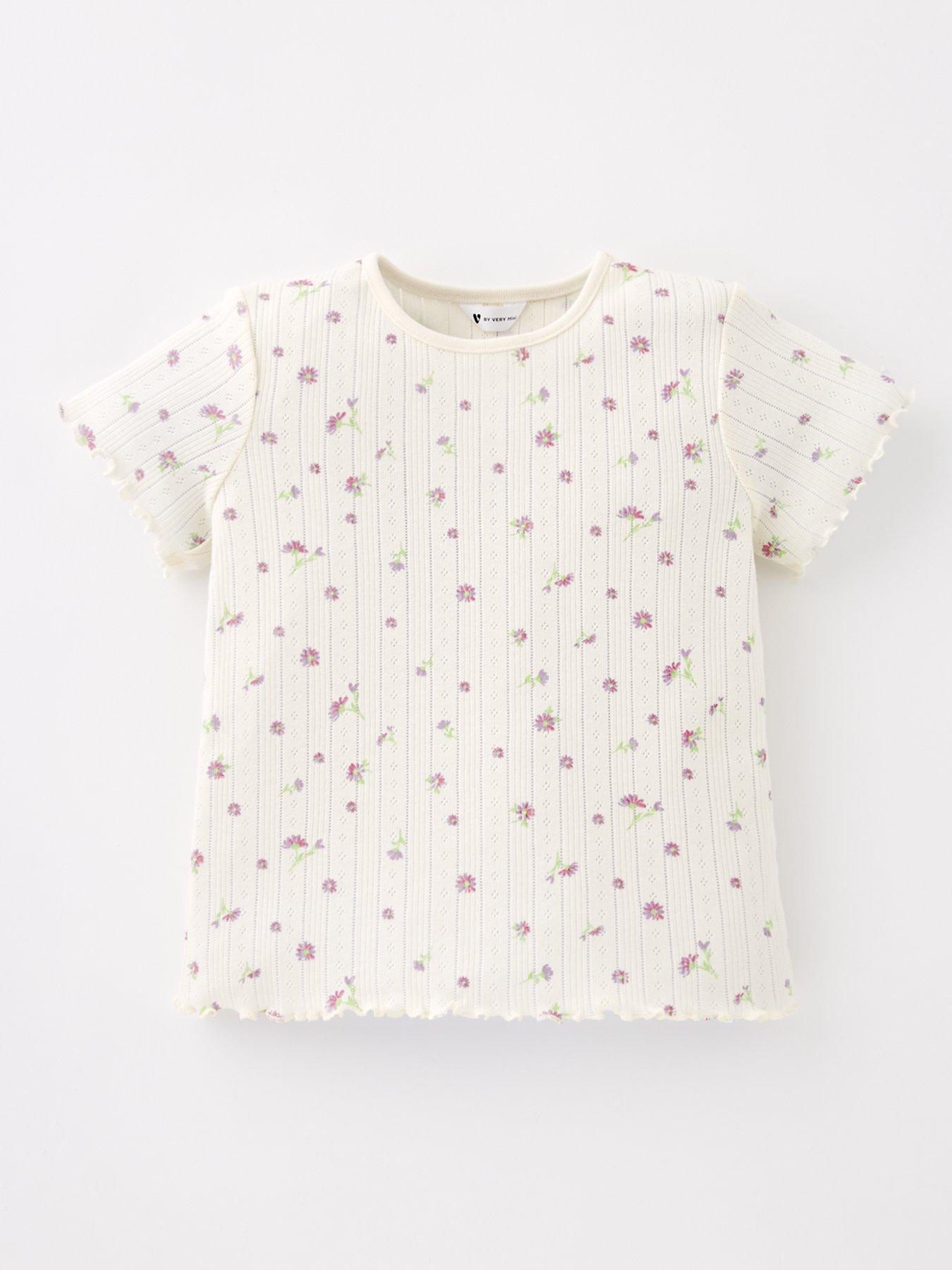  image of mini-v-by-very-girls-2-pack-pointelle-short-sleeve-t-shirts-multi