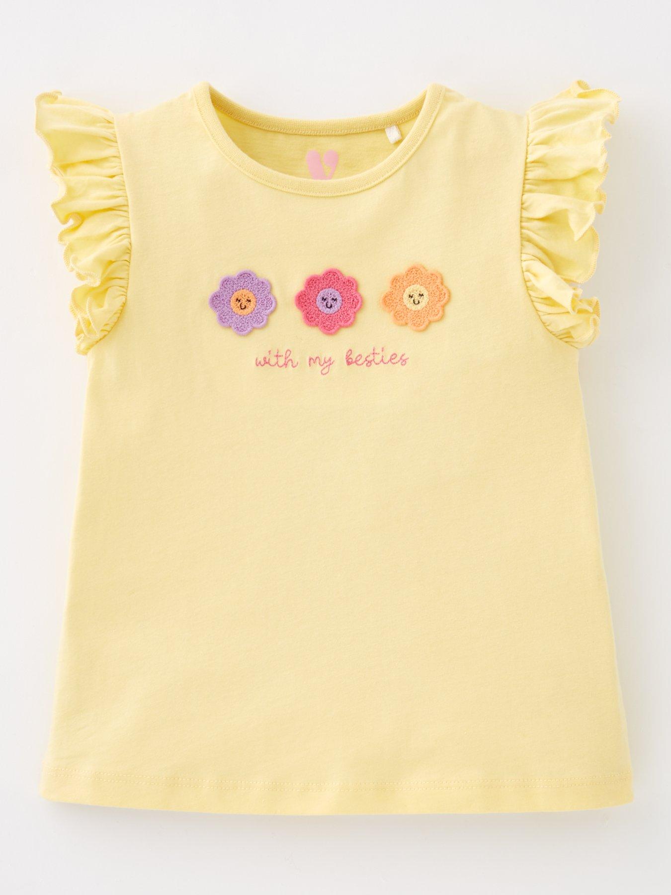  image of mini-v-by-very-girls-3-pack-flower-frill-sleeve-t-shirts-multi