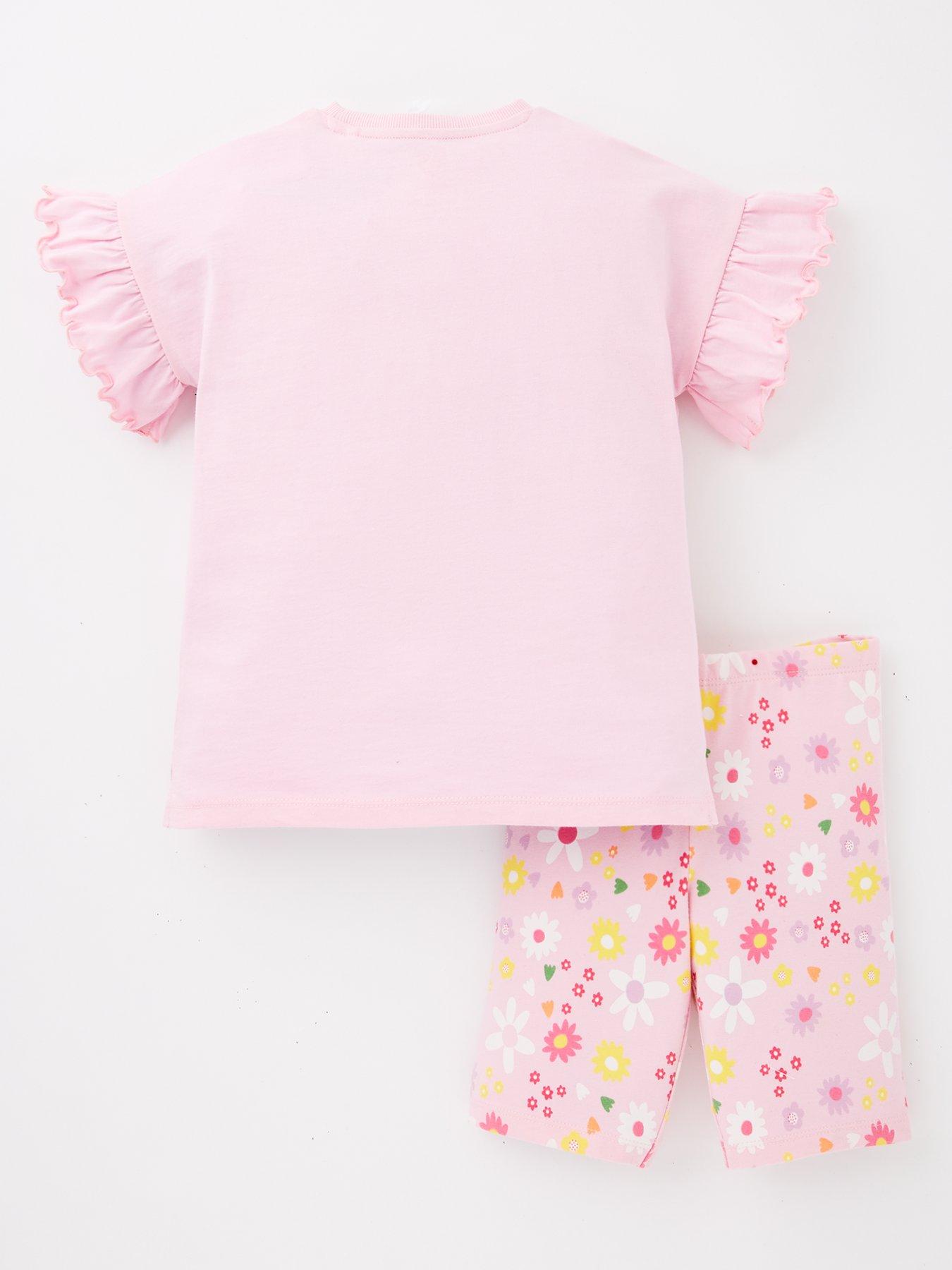  image of mini-v-by-very-girls-novelty-flower-bag-t-shirt-and-cycling-short-pink