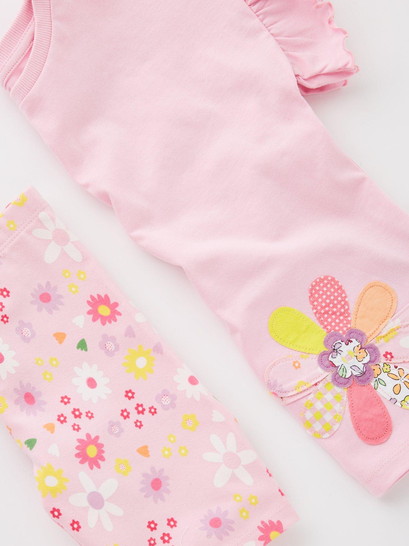  image of mini-v-by-very-girls-novelty-flower-bag-t-shirt-and-cycling-short-pink