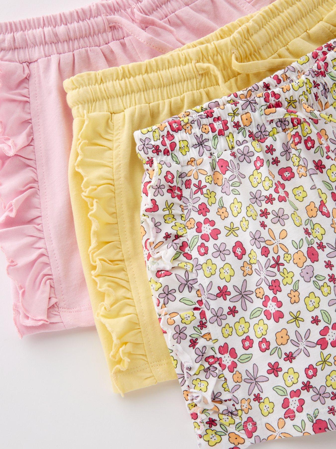  image of mini-v-by-very-girls-matching-set-3-pack-plain-amp-floral-shorts-multi