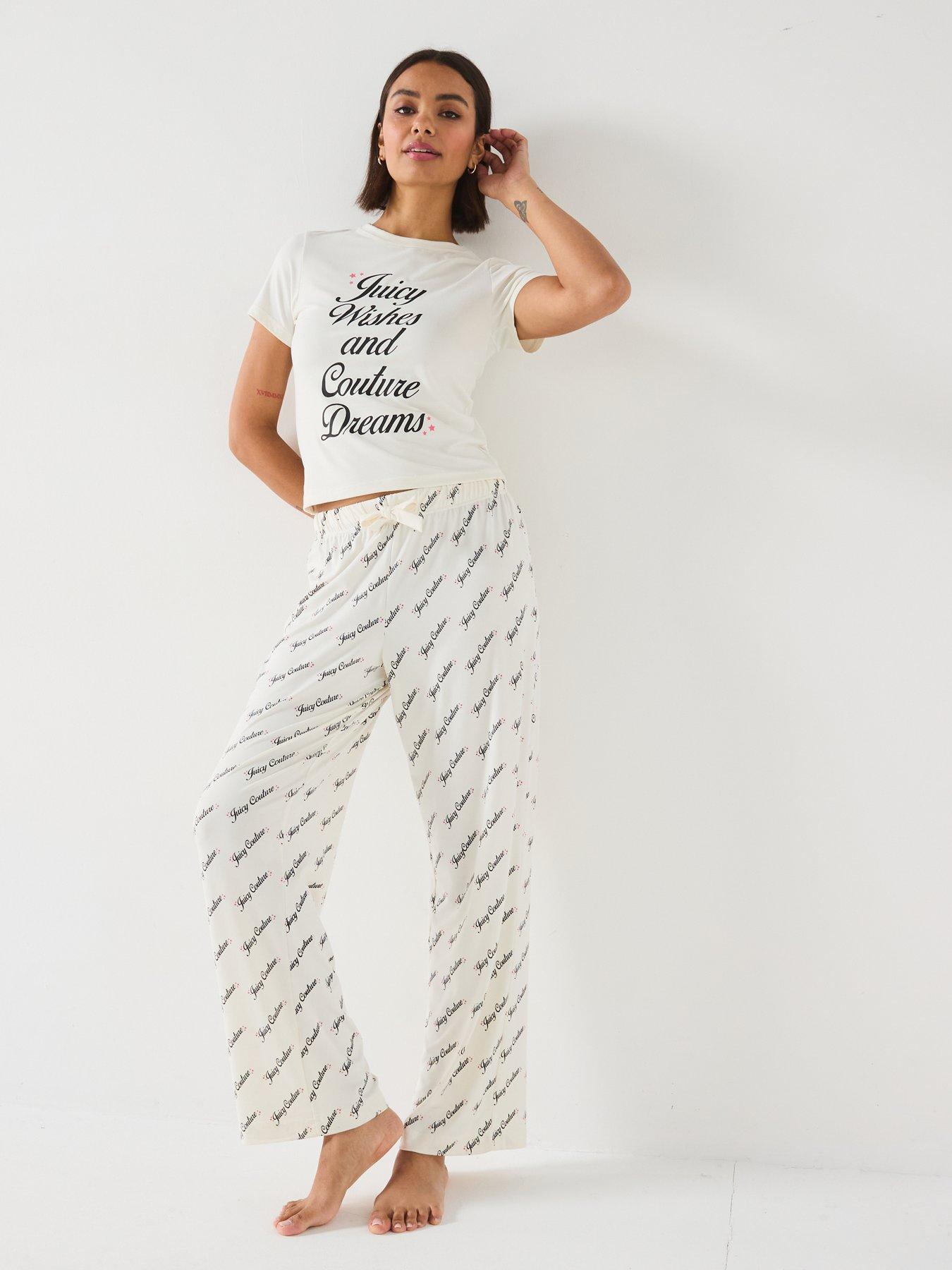  image of juicy-couture-juicy-wishes-short-sleeve-pyjama-set-with-eye-mask-off-white