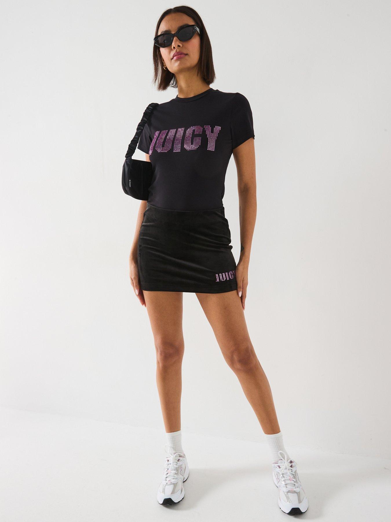  image of juicy-couture-kady-impact-diamante-tube-skirt-black
