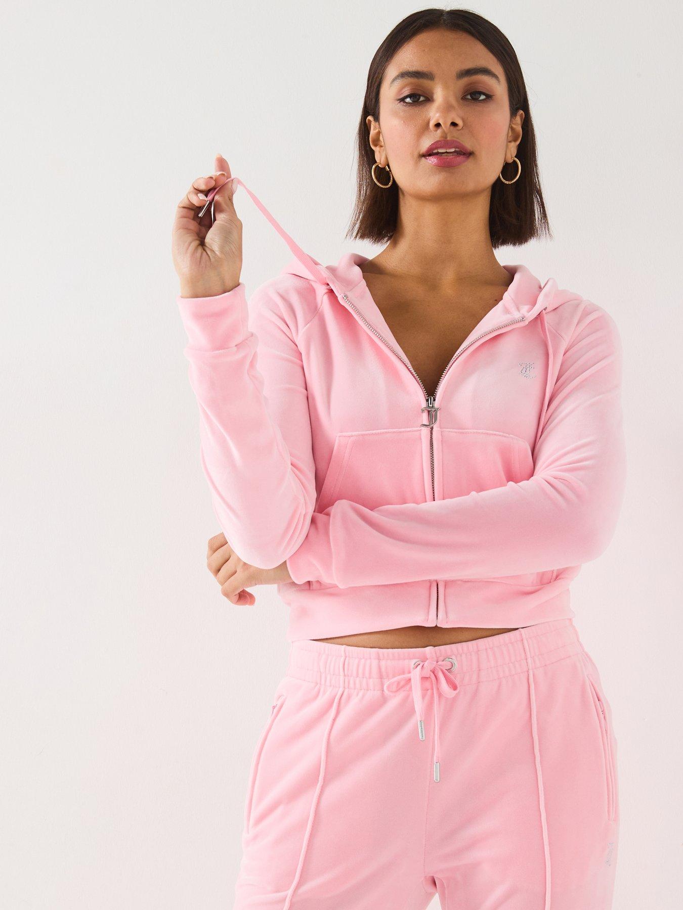  image of juicy-couture-madison-diamante-logo-velour-hoodie-pink