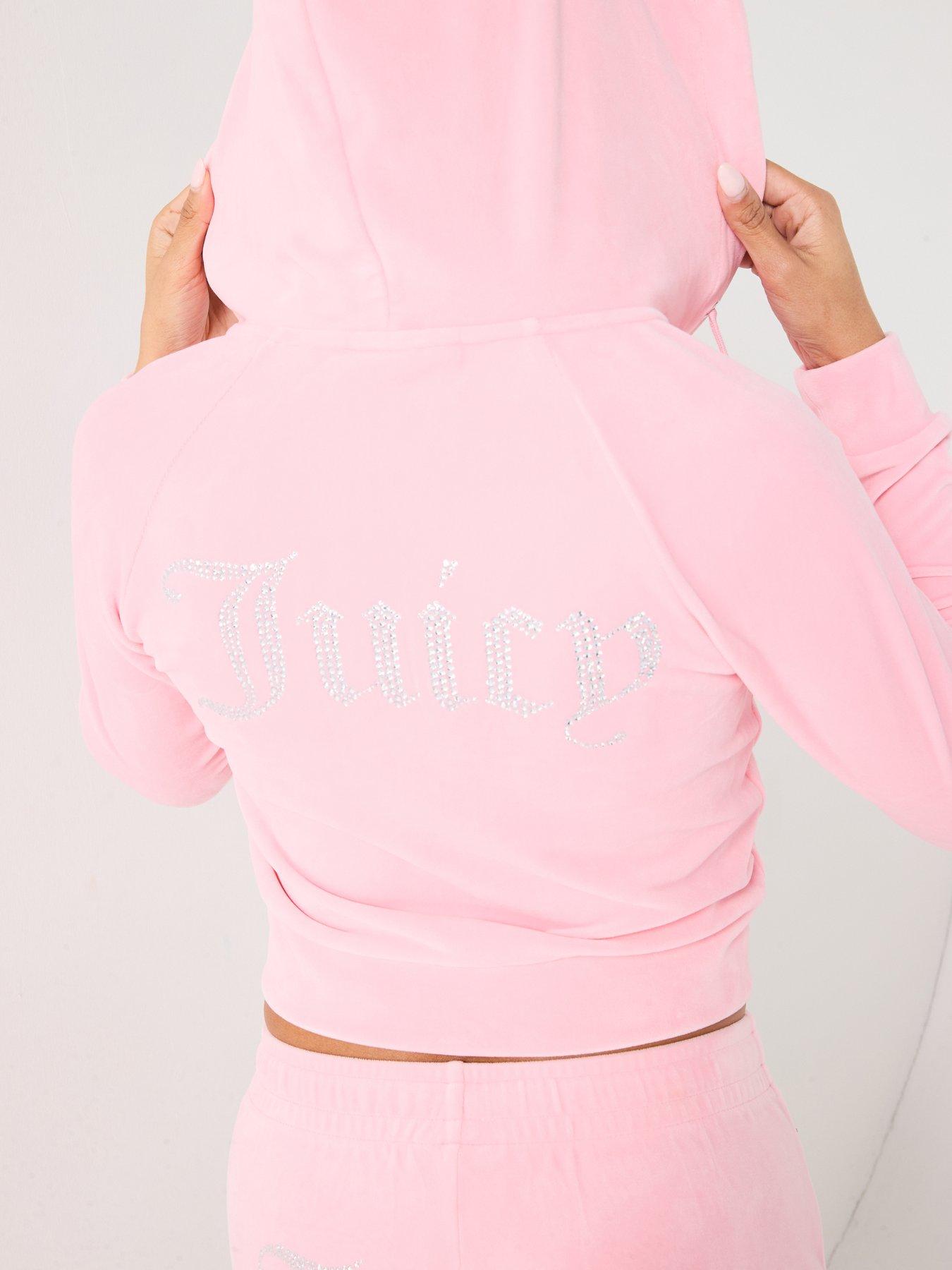  image of juicy-couture-madison-diamante-logo-velour-hoodie-pink
