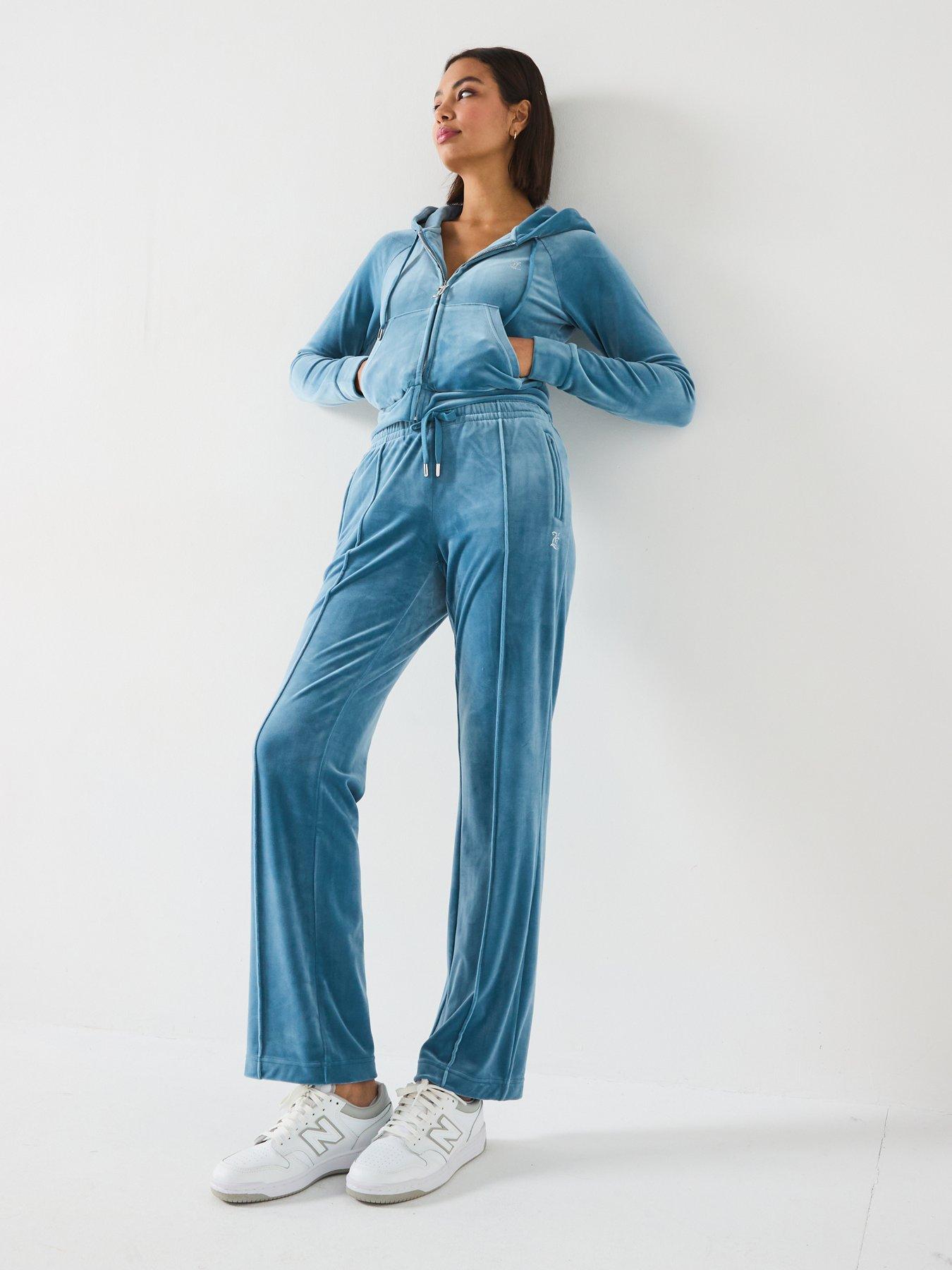  image of juicy-couture-tina-diamante-logo-velour-trackpants-blue