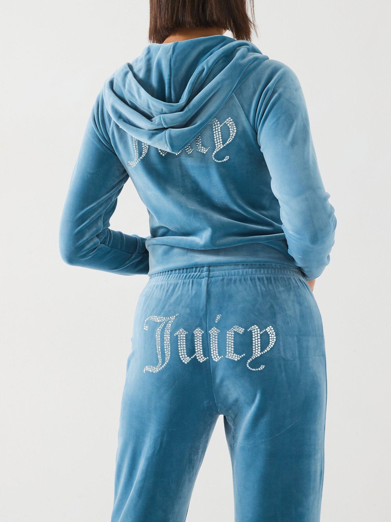  image of juicy-couture-tina-diamante-logo-velour-trackpants-blue