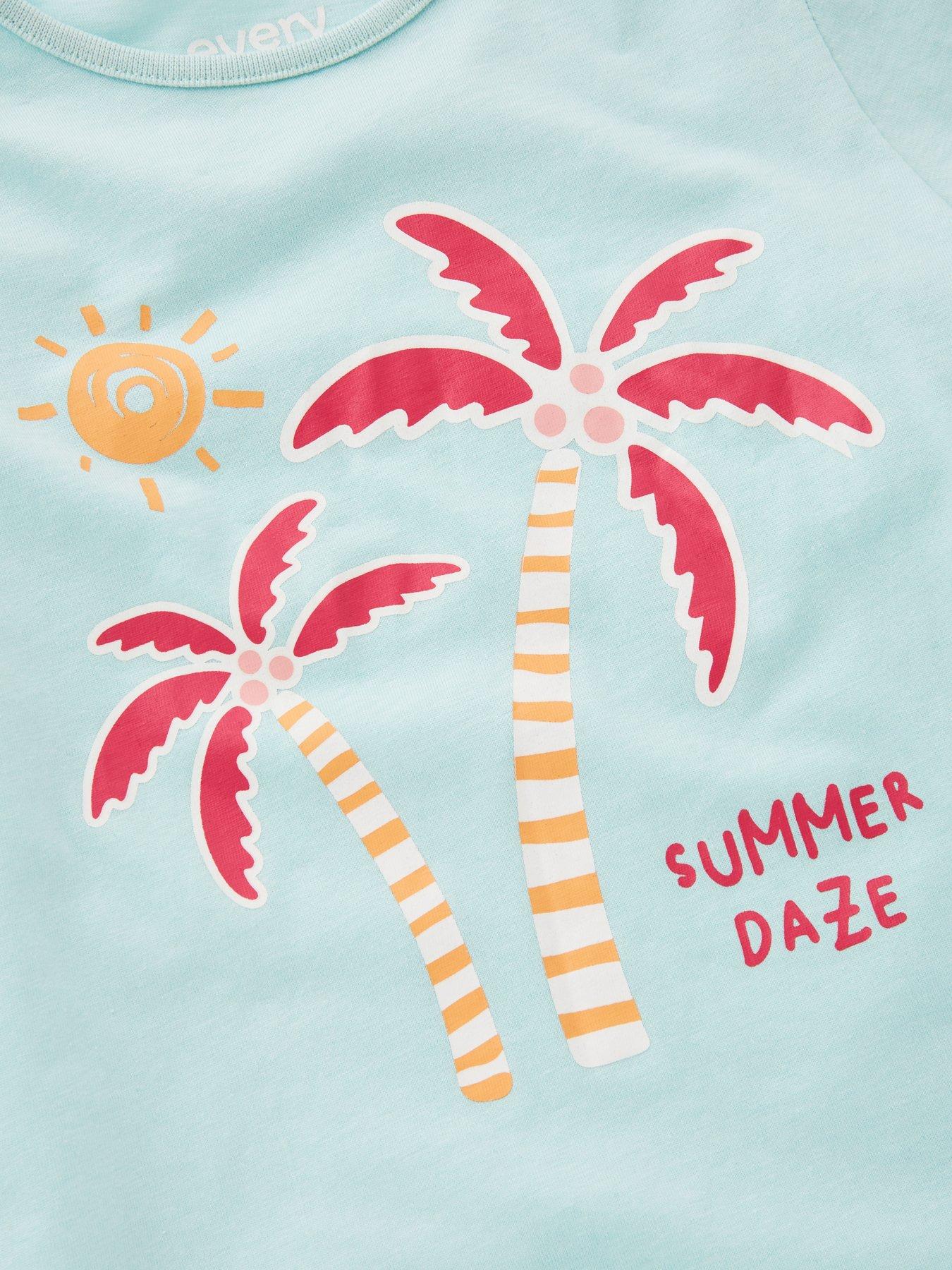  image of everyday-girls-short-sleeve-palm-t-shirt-and-cycling-short-set-multi