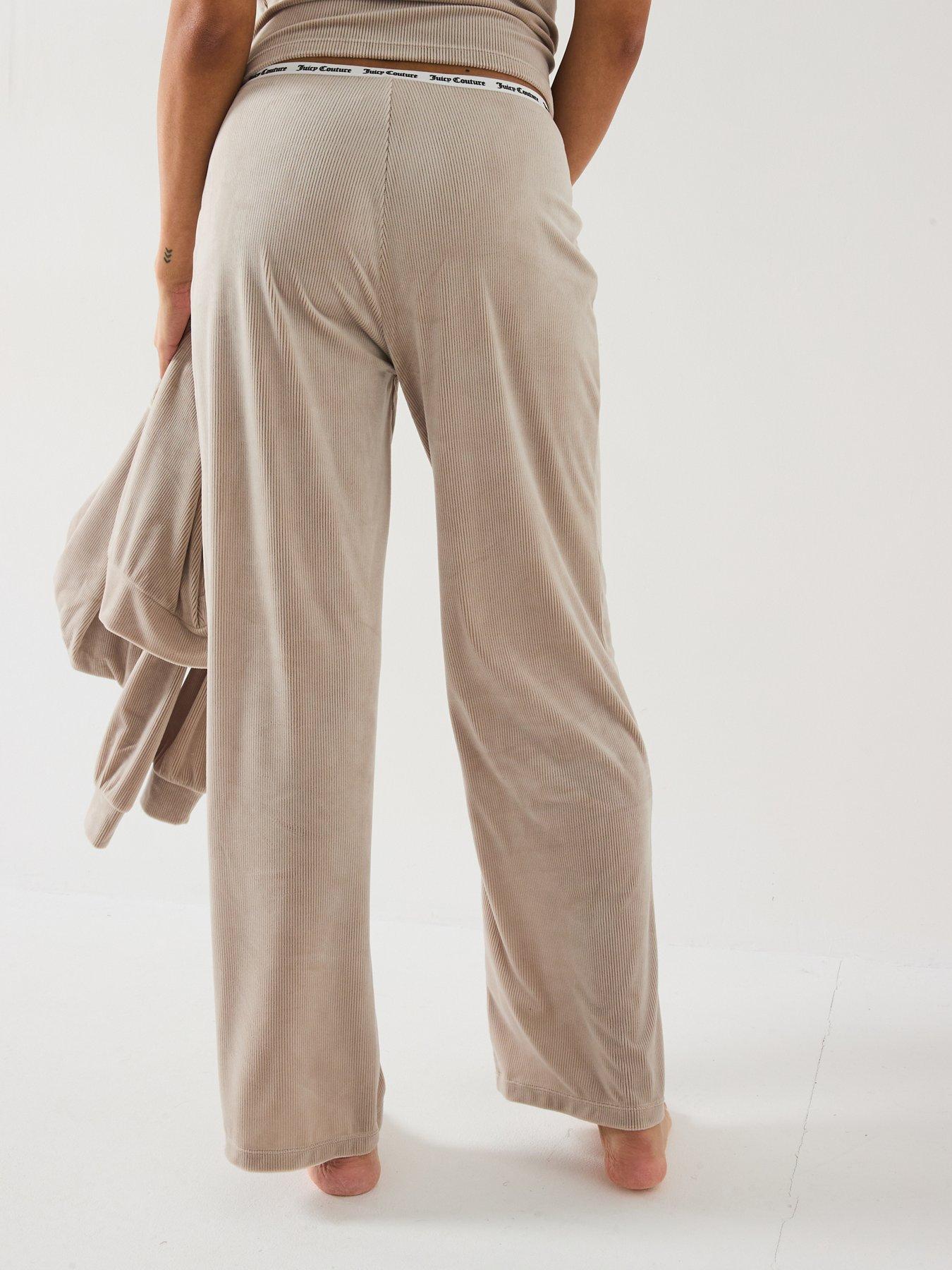  image of juicy-couture-vicky-rib-flare-lounge-trouser-beige