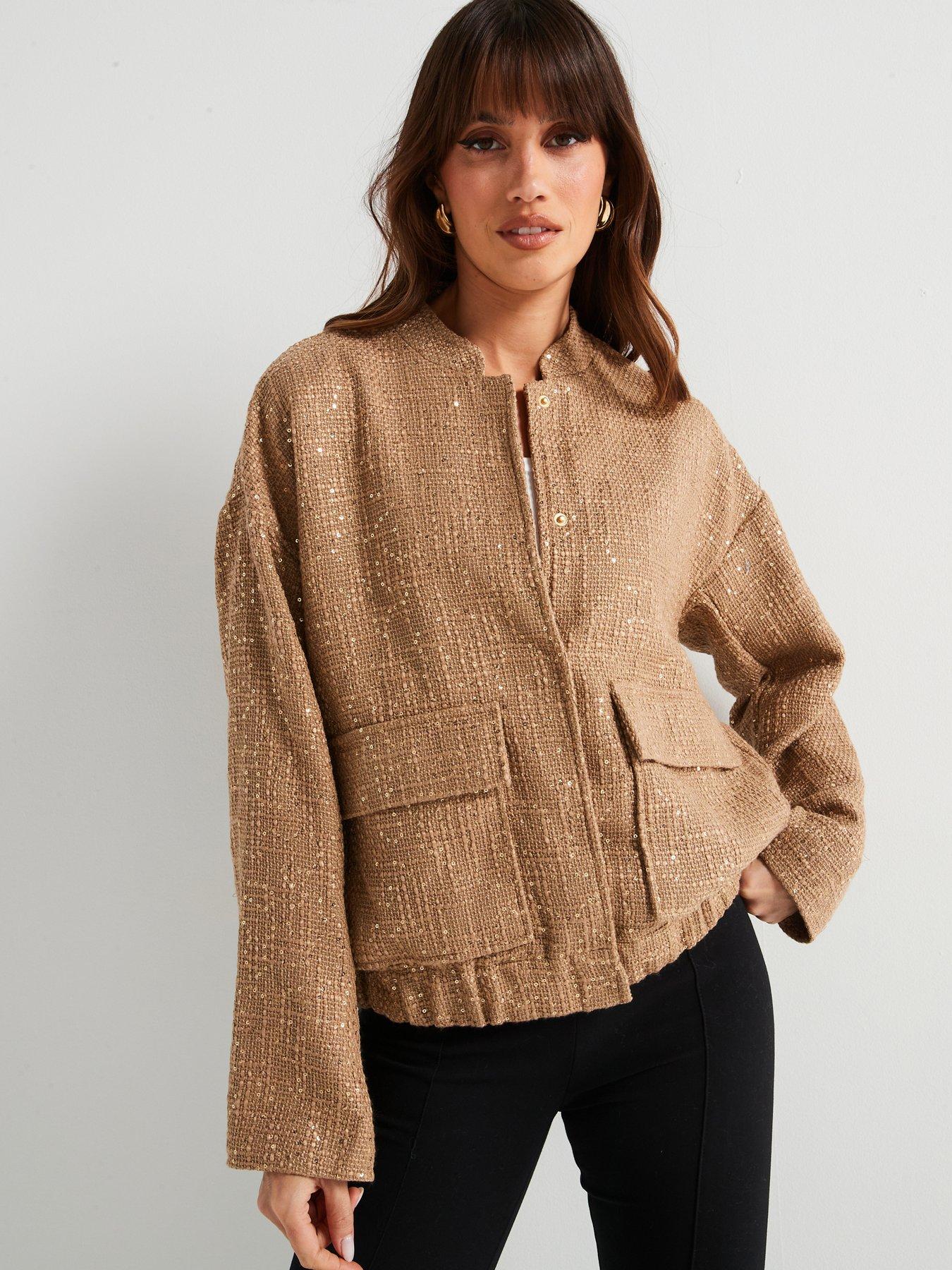 undefined Sequin Bomber Jacket - Gold