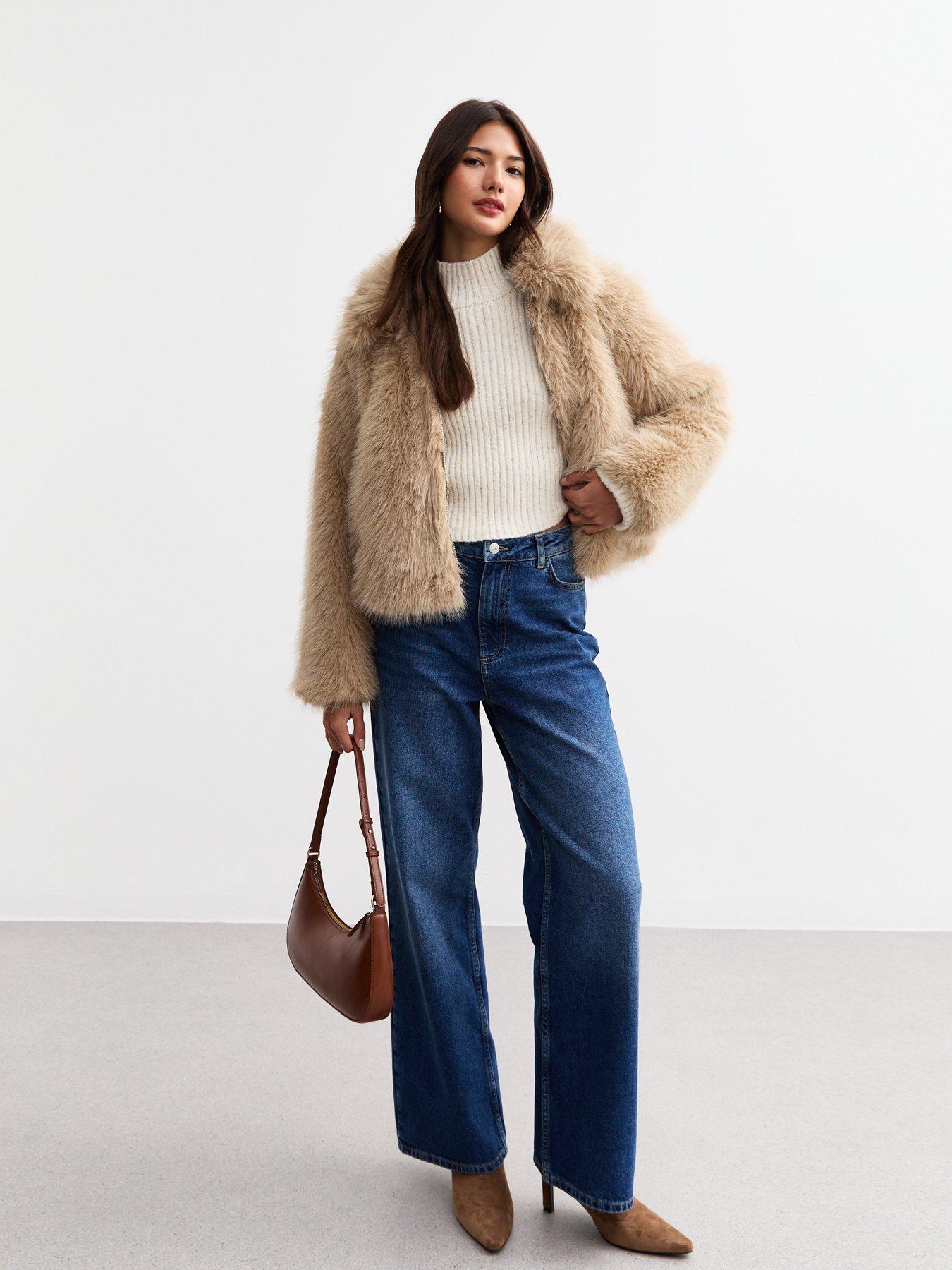  image of new-look-ribbed-high-neck-jumper-cream