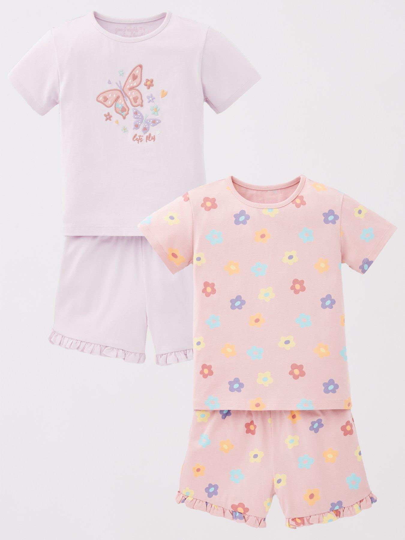  image of mini-v-by-very-girls-2-pack-floral-and-butterfly-short-pyjama-set-multi