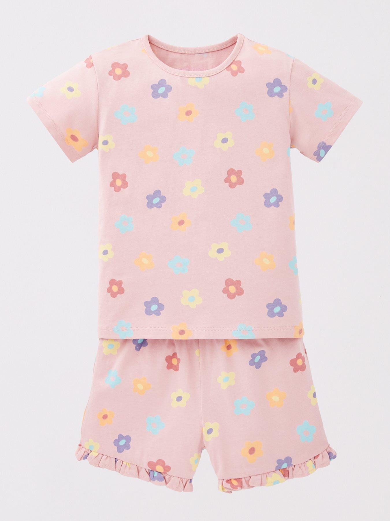  image of mini-v-by-very-girls-2-pack-floral-and-butterfly-short-pyjama-set-multi