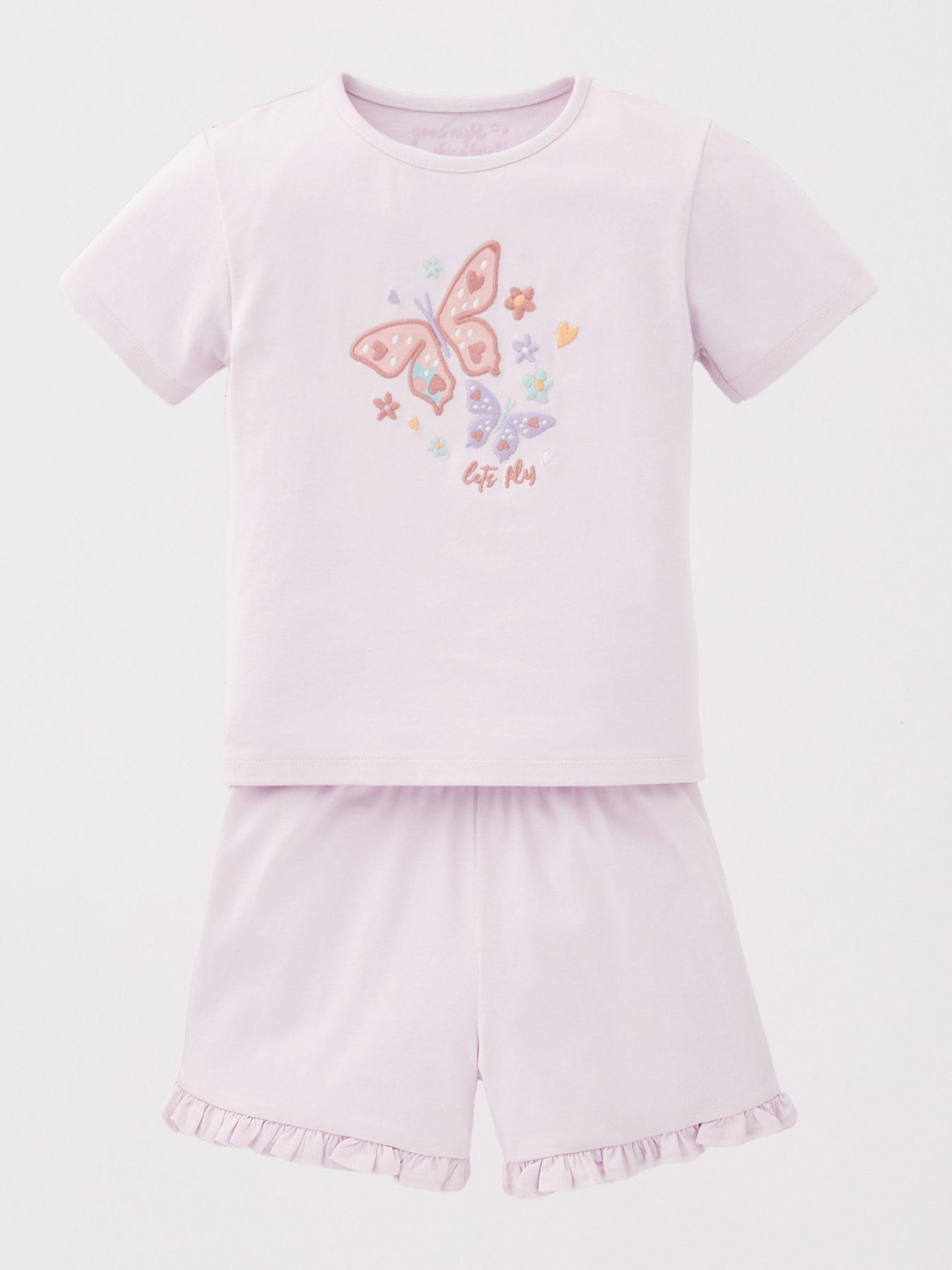  image of mini-v-by-very-girls-2-pack-floral-and-butterfly-short-pyjama-set-multi