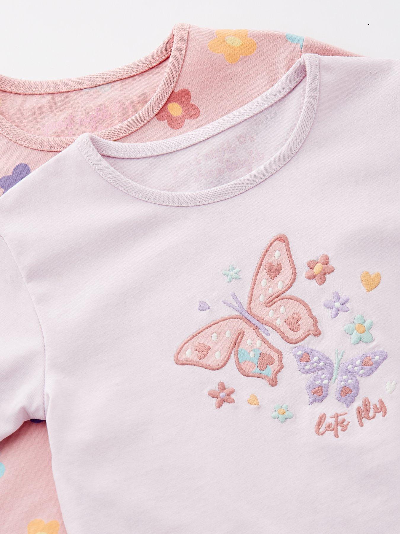  image of mini-v-by-very-girls-2-pack-floral-and-butterfly-short-pyjama-set-multi