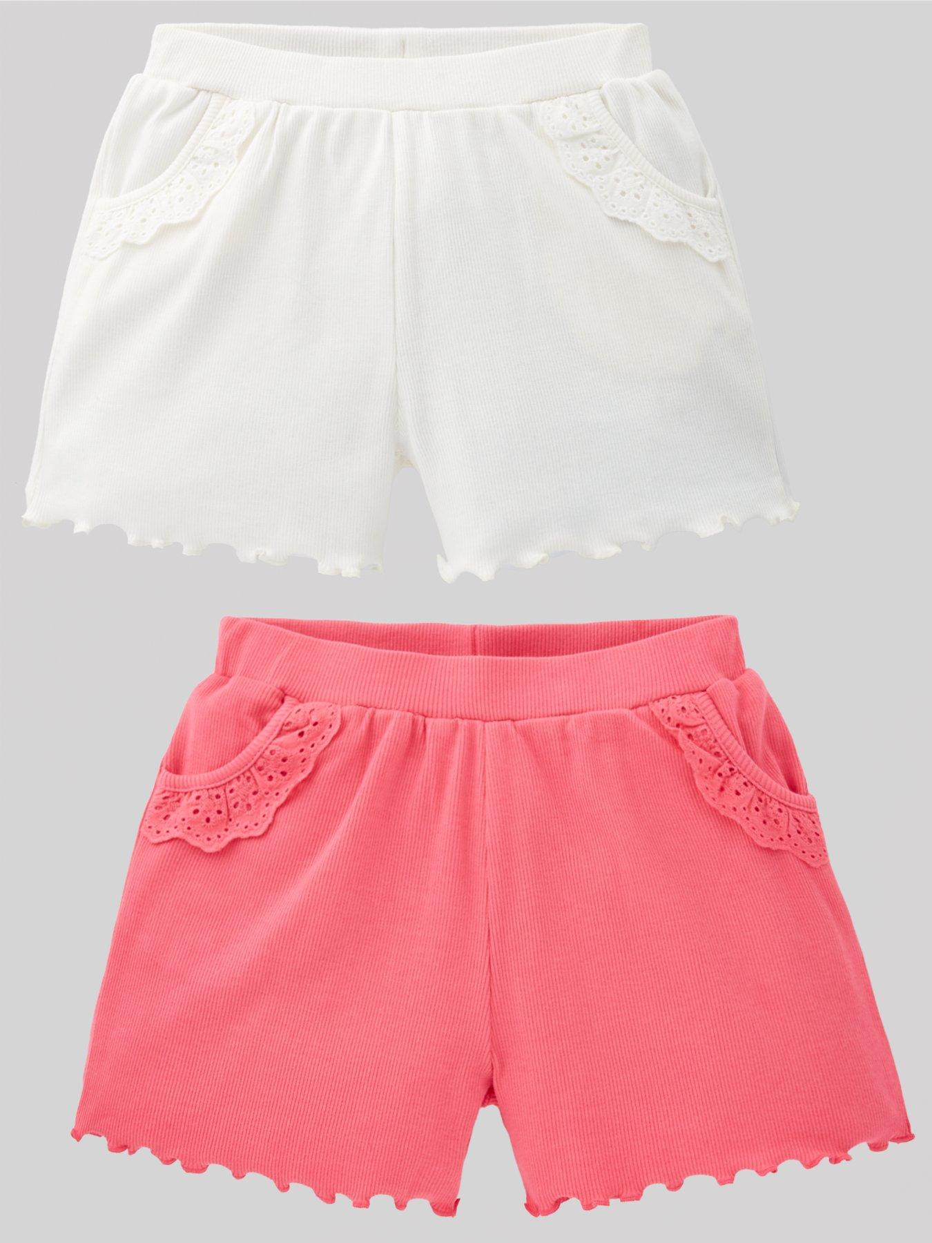 Mini V by Very Girls 2 Pack Broderie Trim Shorts - Multi