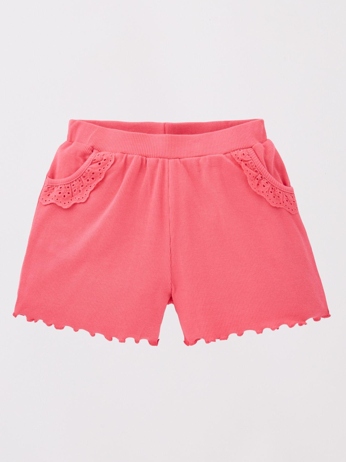  image of mini-v-by-very-girls-2-pack-broderie-trim-shorts-multi