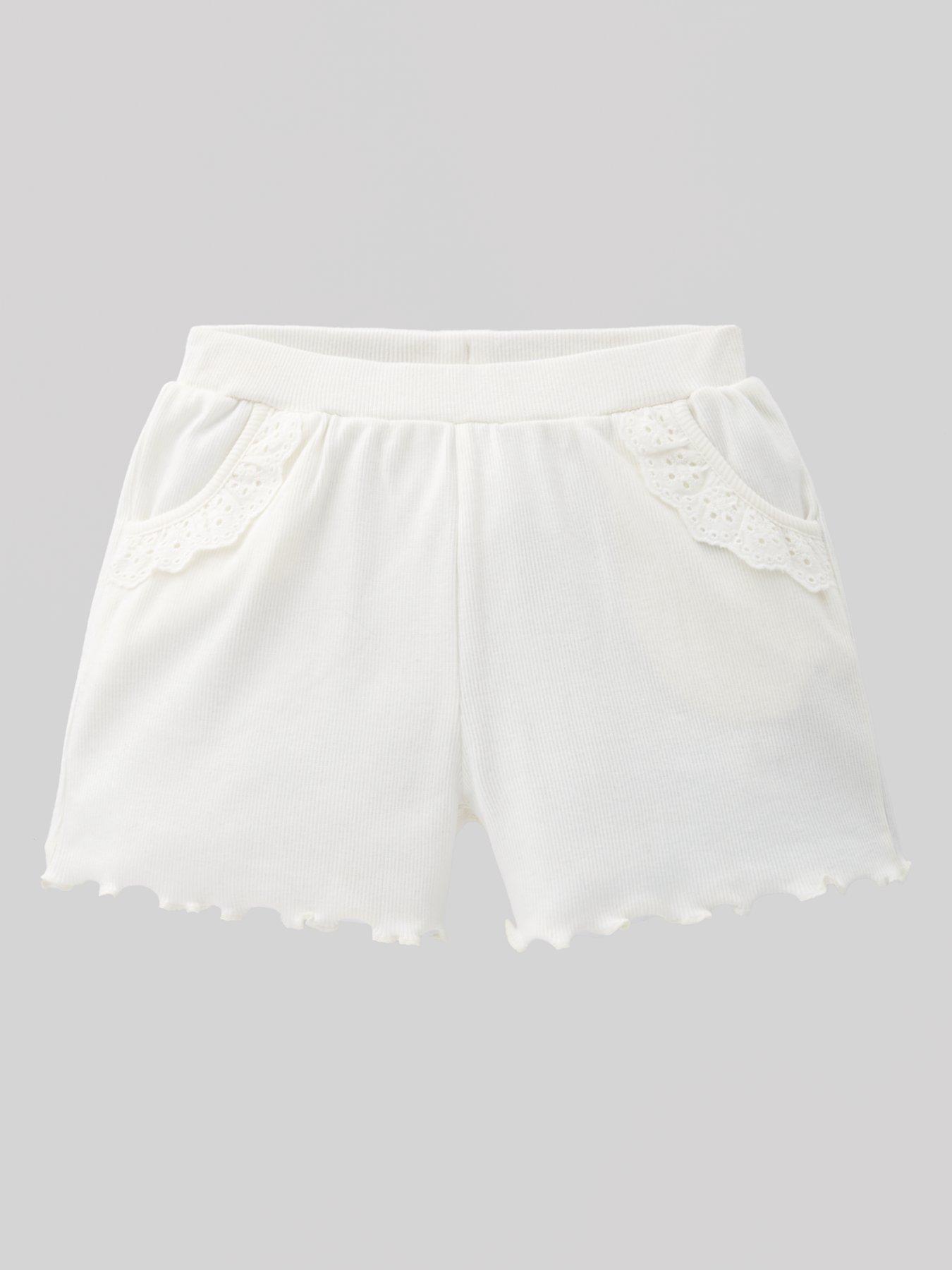  image of mini-v-by-very-girls-2-pack-broderie-trim-shorts-multi