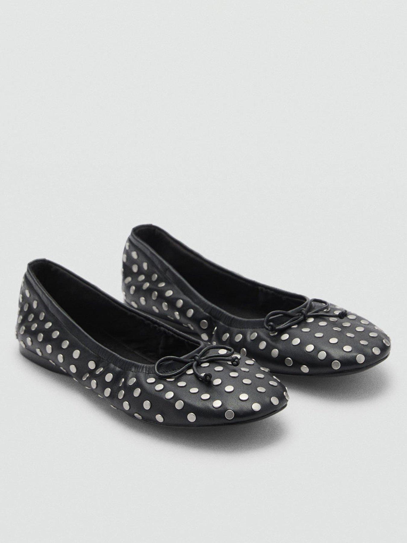 undefined Ballerina Shoes With Studded Bow - Black