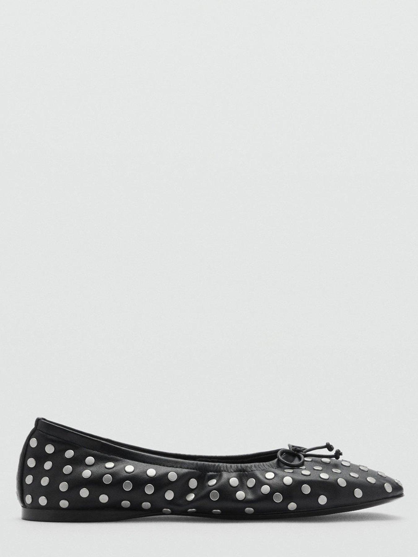 Mango Ballerina Shoes With Studded Bow Black Littlewoods