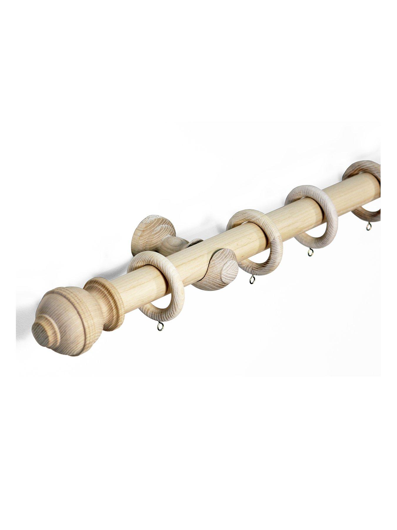 undefined 33mm Ribbed Ball Wood Curtain Pole 300cm