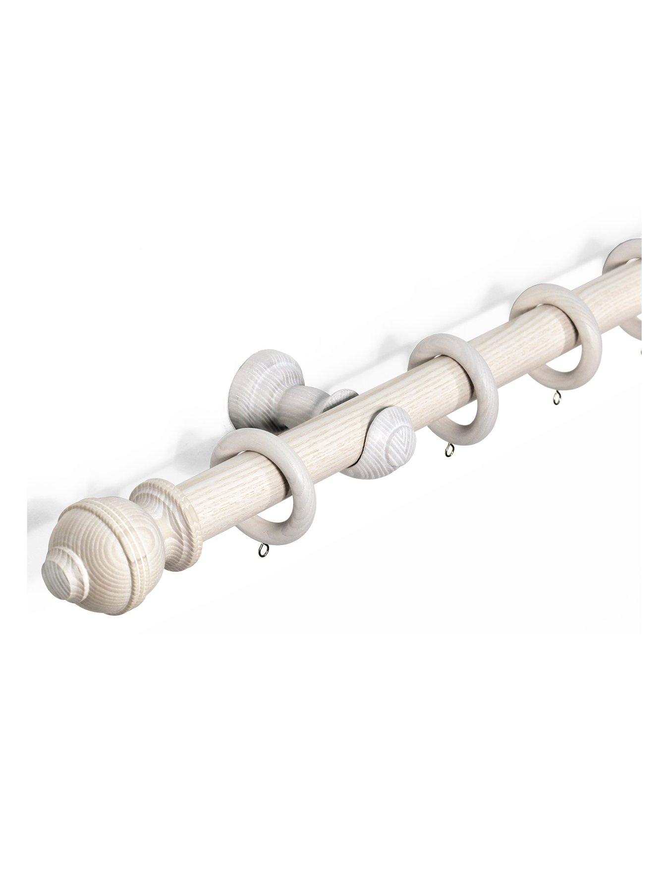 undefined 33mm Ribbed Ball Wood Curtain Pole 300cm