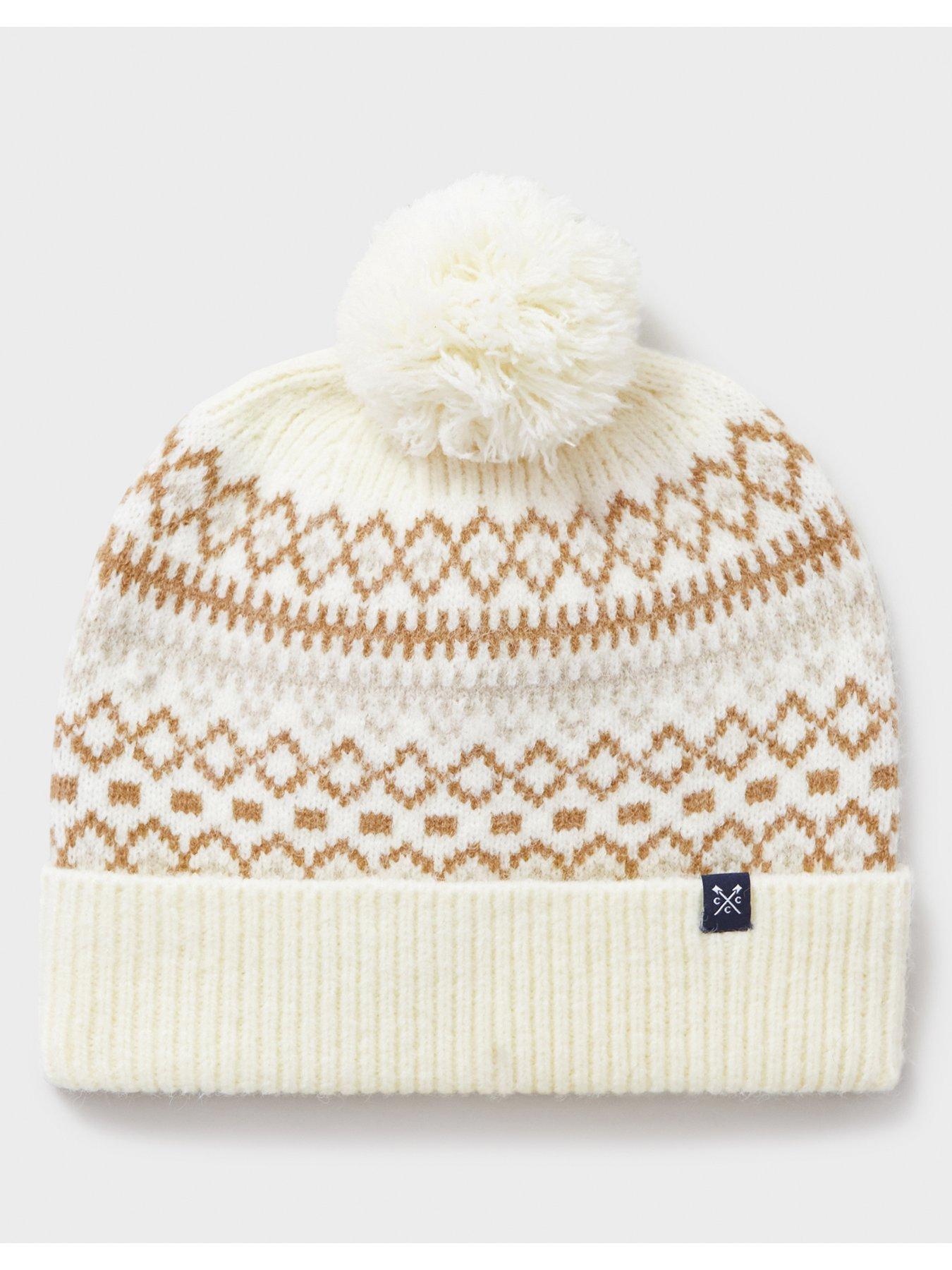  image of crew-clothing-fairisle-beanie-beige