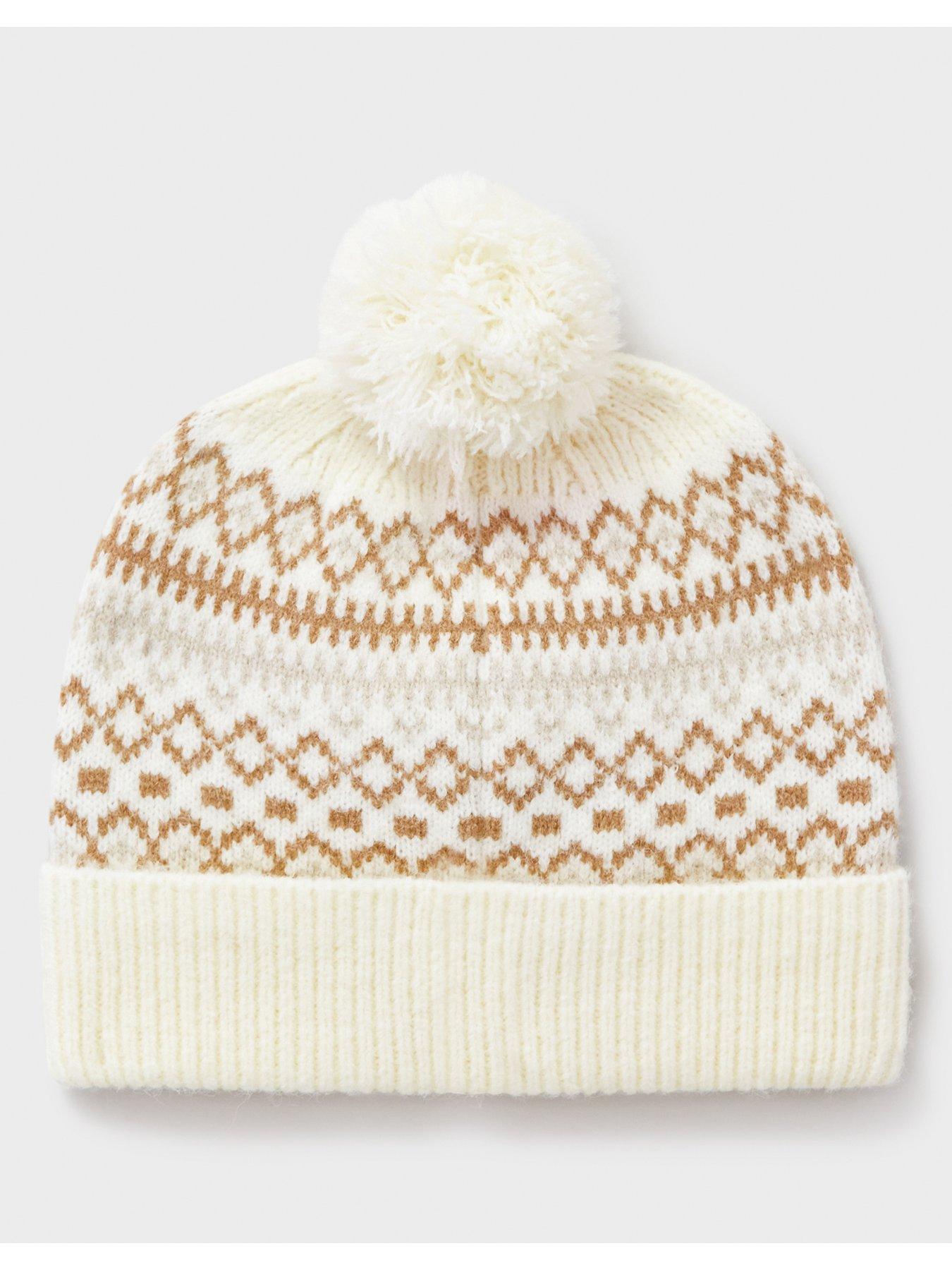  image of crew-clothing-fairisle-beanie-beige