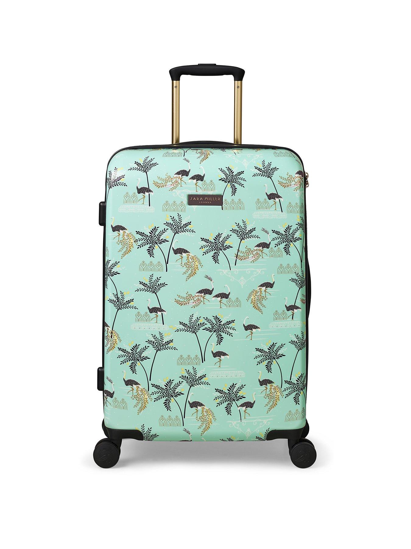 Image 1 of 7 of Sara Miller Ostrich Mint Medium Suitcase