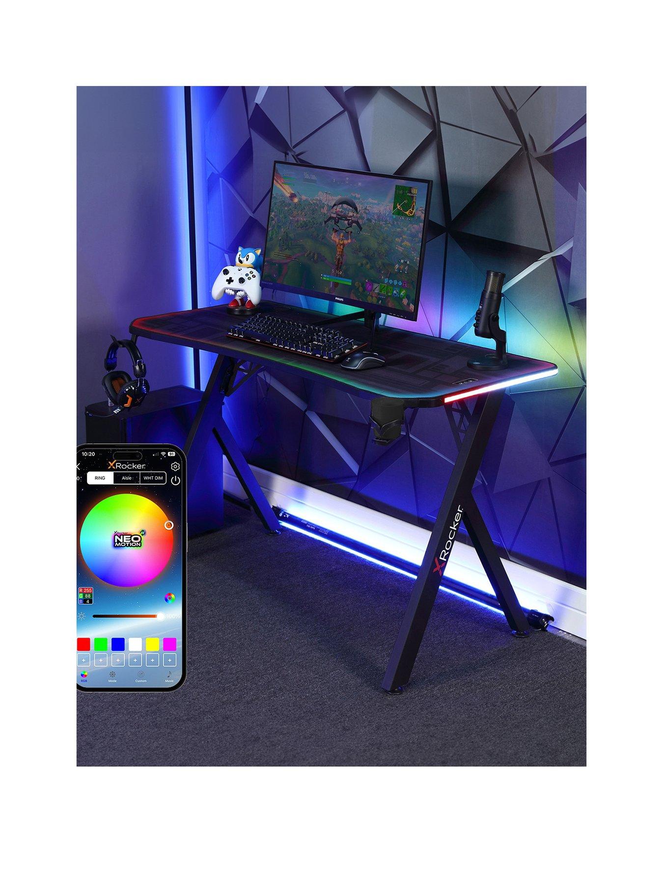  image of x-rocker-lumio-compact-gaming-desk-with-3-sided-app-controlled-led-lighting