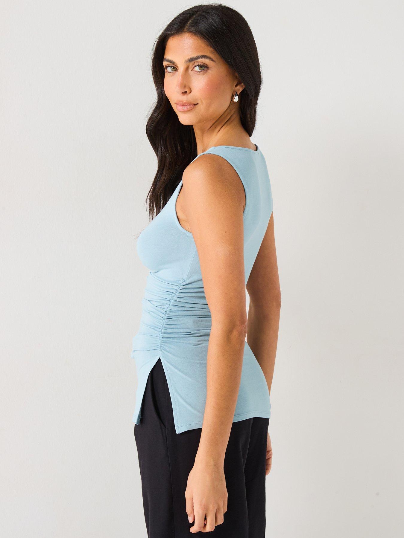  image of v-by-very-ruched-side-vest-blue