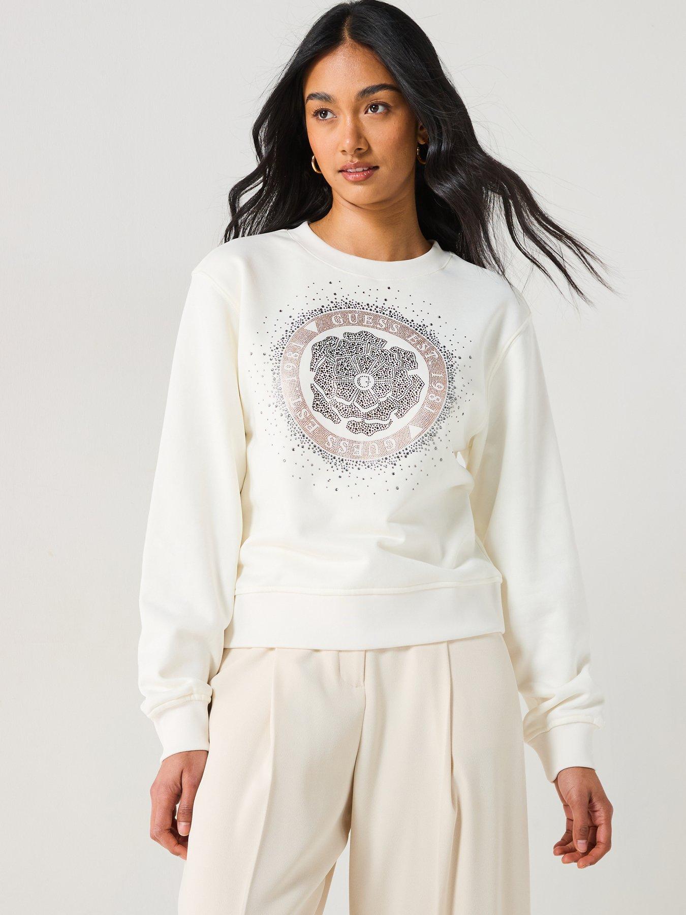  image of guess-peony-logo-fleece-white