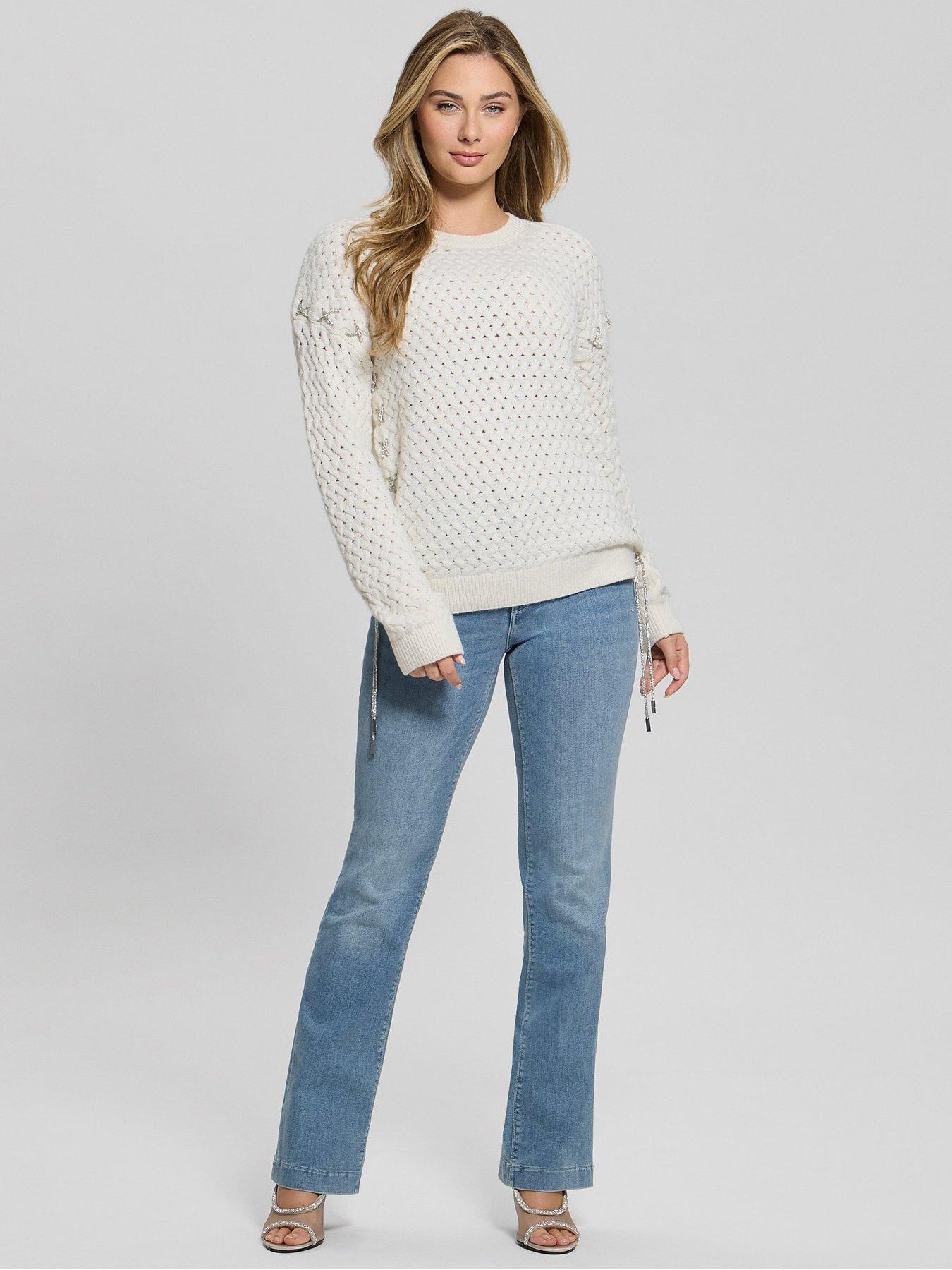  image of guess-chain-detail-jumper-white