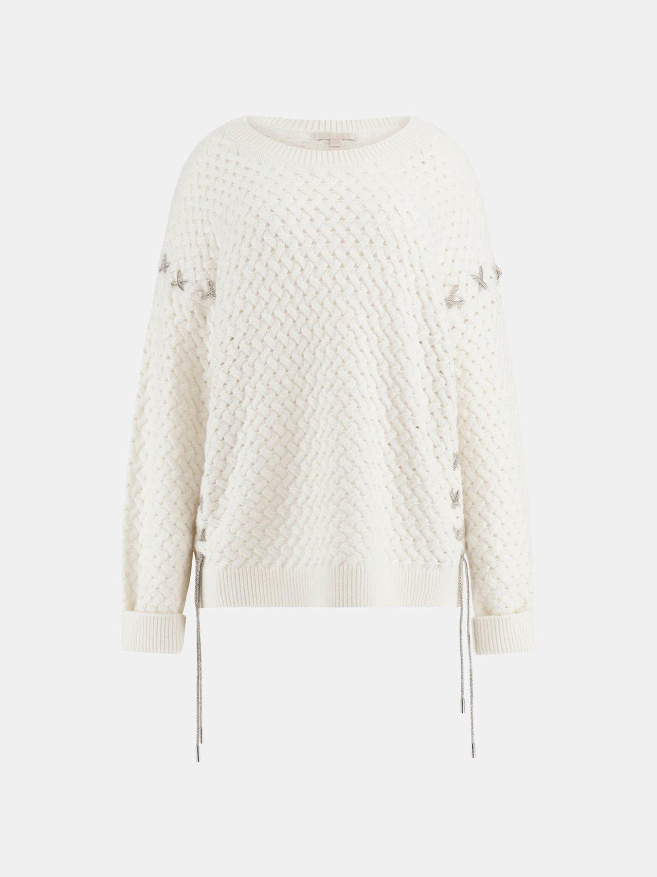  image of guess-chain-detail-jumper-white