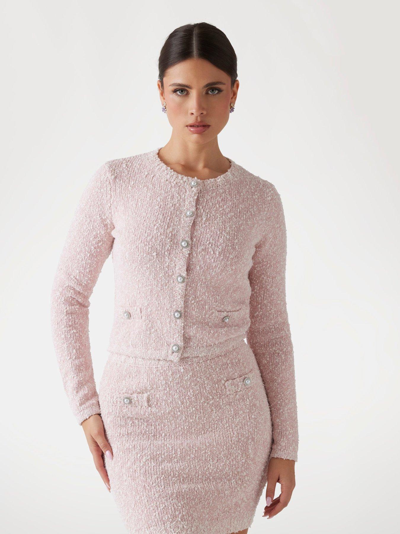 guess-dorothy-long-sleeve-boucle-cardigan-pink