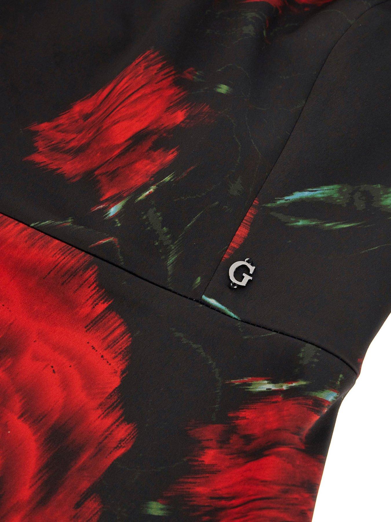  image of guess-rose-print-mini-dress-nbsp--black