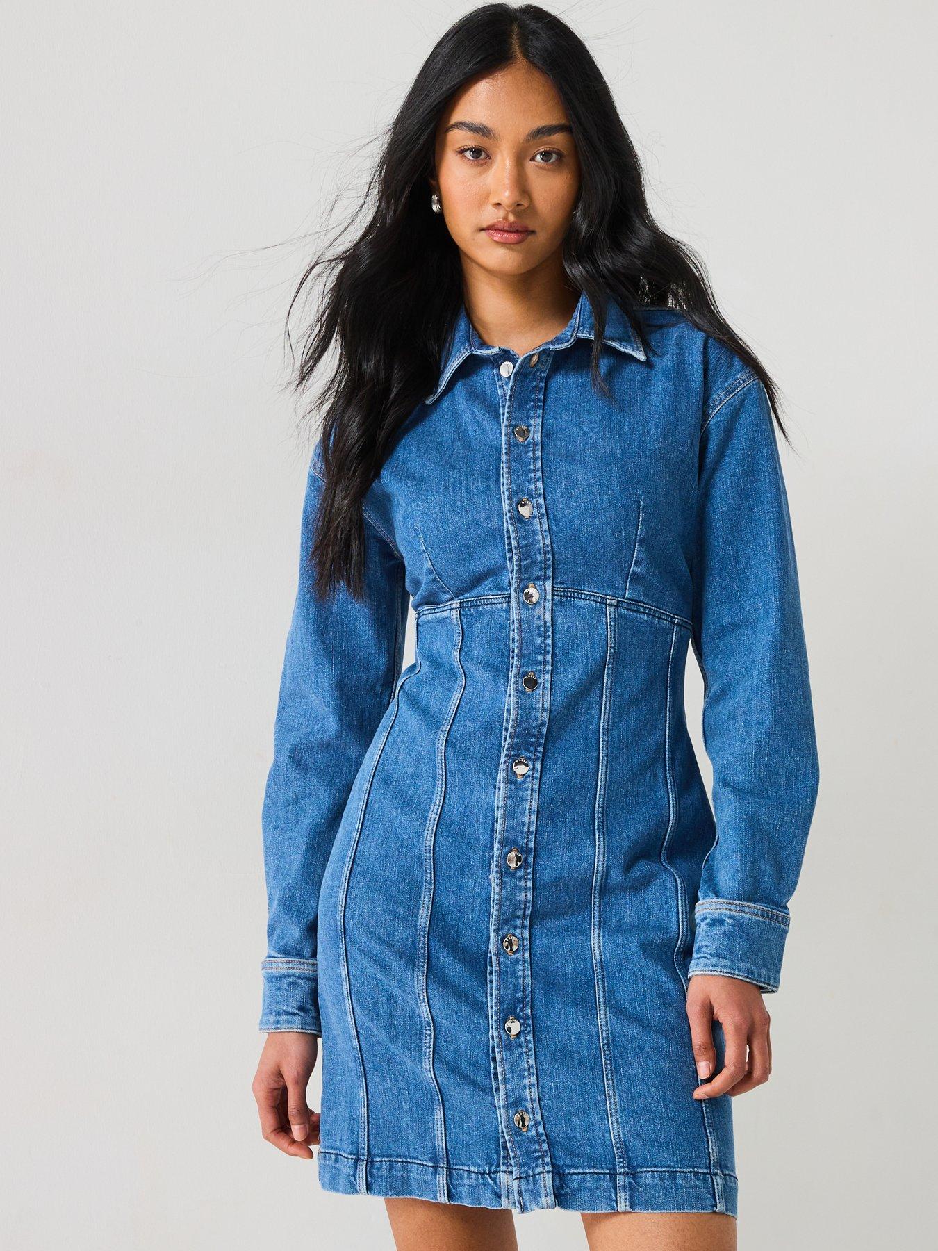 guess-miria-long-sleeve-denim-dress-blue