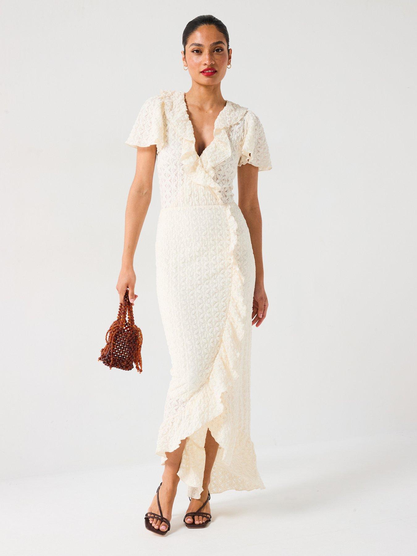  image of v-by-very-all-over-lace-dress-cream