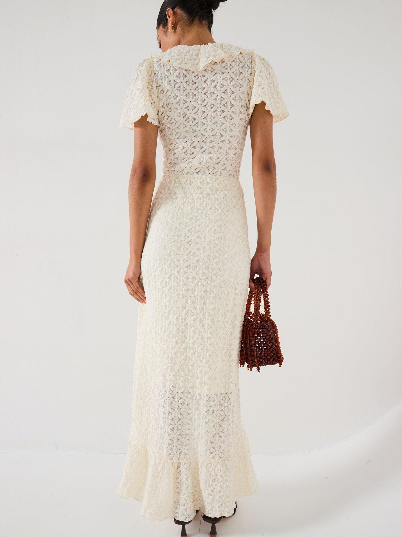  image of v-by-very-all-over-lace-dress-cream