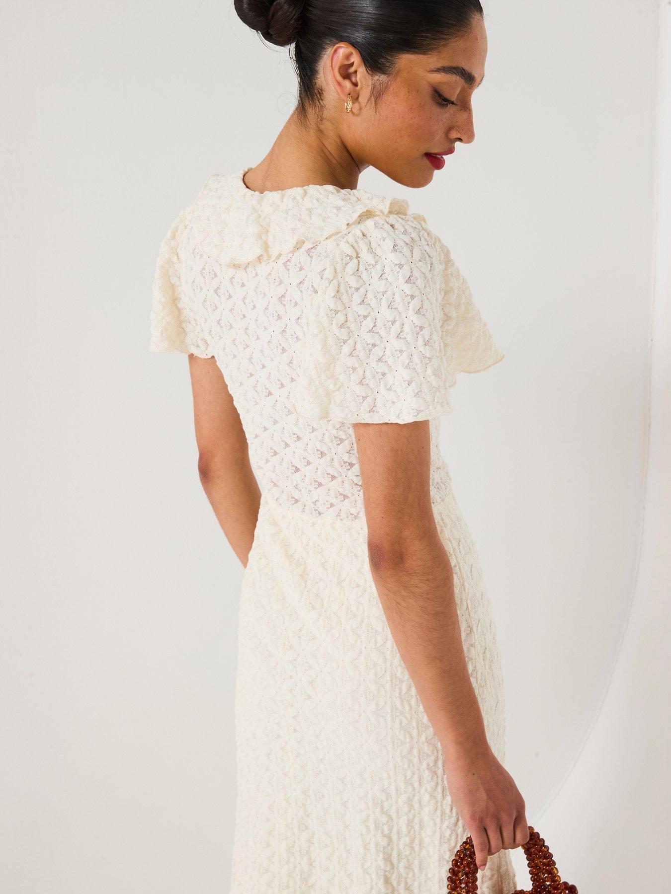  image of v-by-very-all-over-lace-dress-cream